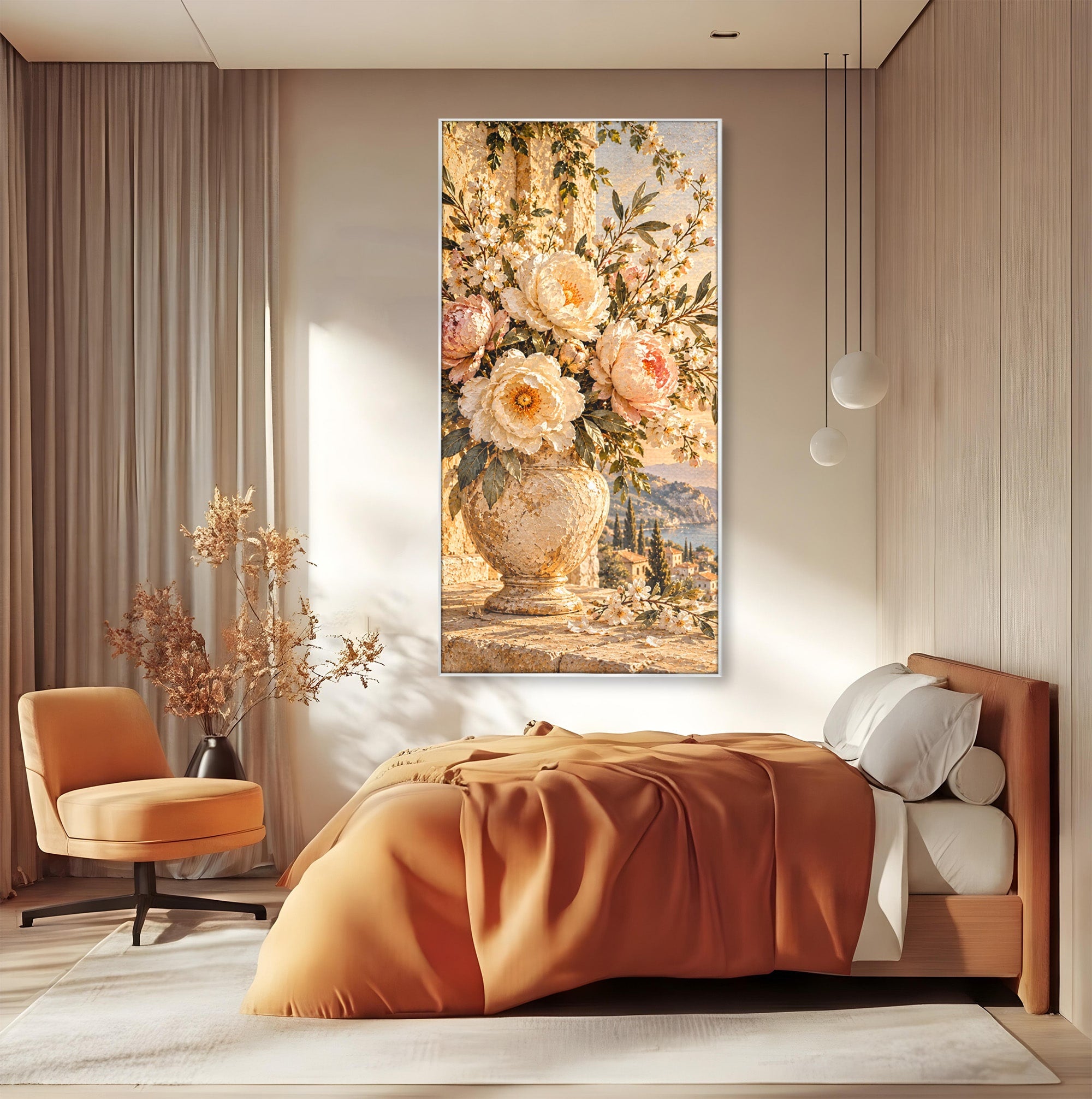 Tablou Canvas Premium LuxCanva® PI1441, Vaza Cu Bujori De Vara, Decor, Floare, Vaza, Buchet, Peisaj, Culori Vibrante, Living, Dormitor
