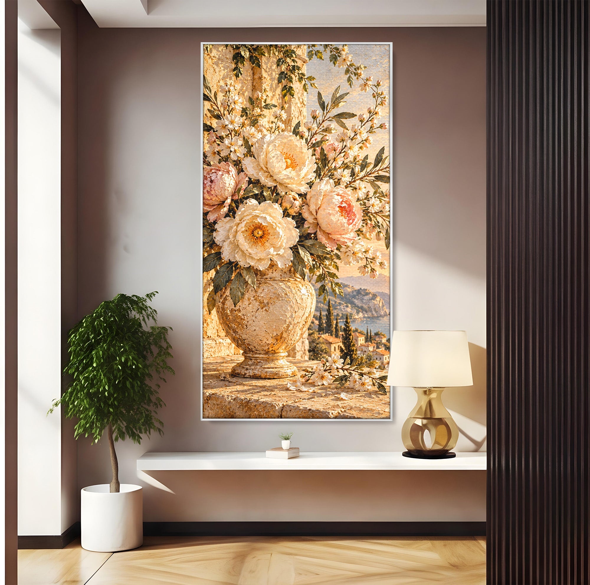 Tablou Canvas Premium LuxCanva® PI1441, Vaza Cu Bujori De Vara, Decor, Floare, Vaza, Buchet, Peisaj, Culori Vibrante, Living, Dormitor