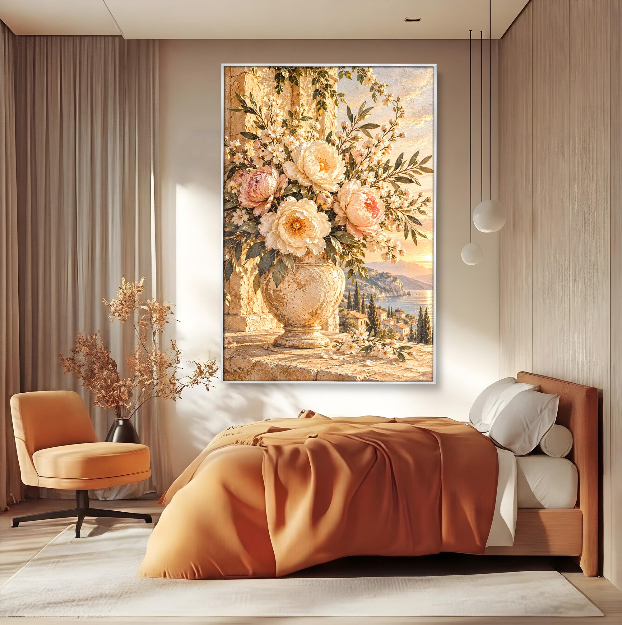 Tablou Canvas Premium LuxCanva® PI1441, Vaza Cu Bujori De Vara, Decor, Floare, Vaza, Buchet, Peisaj, Culori Vibrante, Living, Dormitor