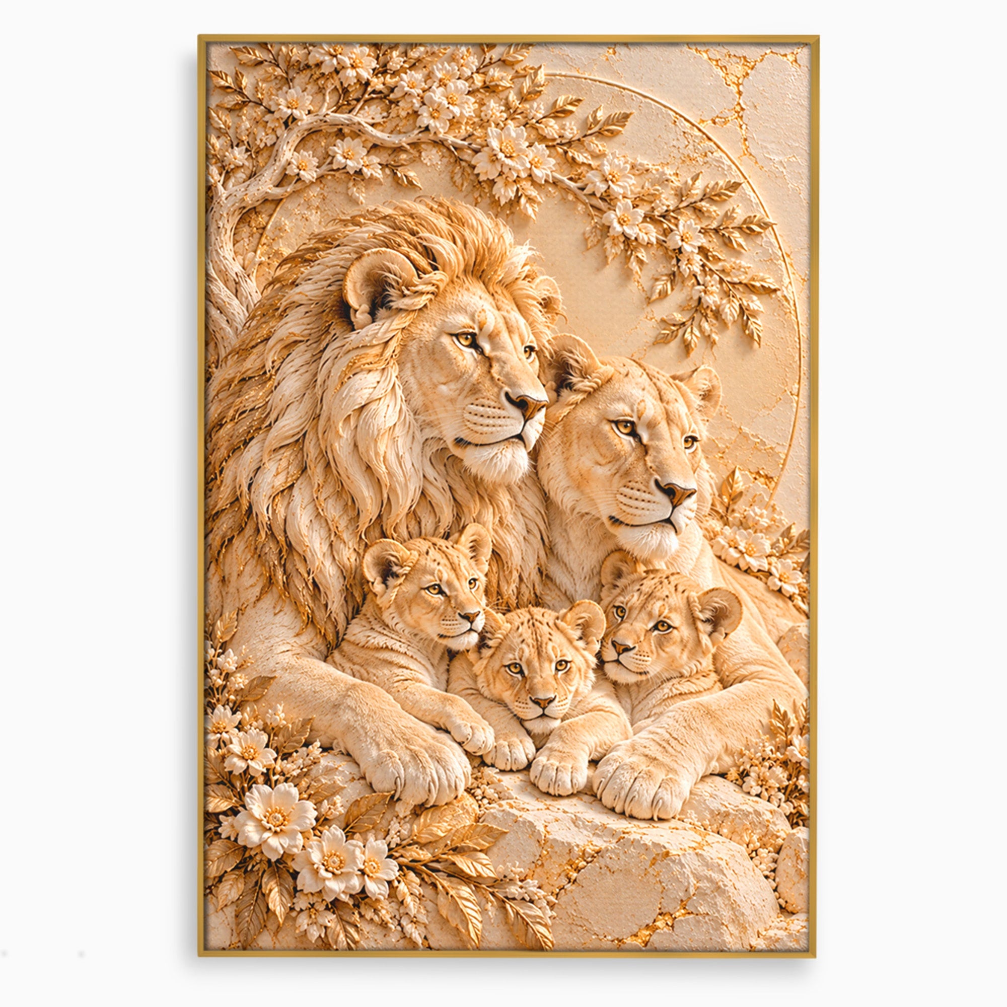 Tablou Canvas Premium LuxCanva® PI1442, Regalitate In Serenitate, Lei, Familie, Pui, Portret, Culori Vibrante, Living, Dormitor