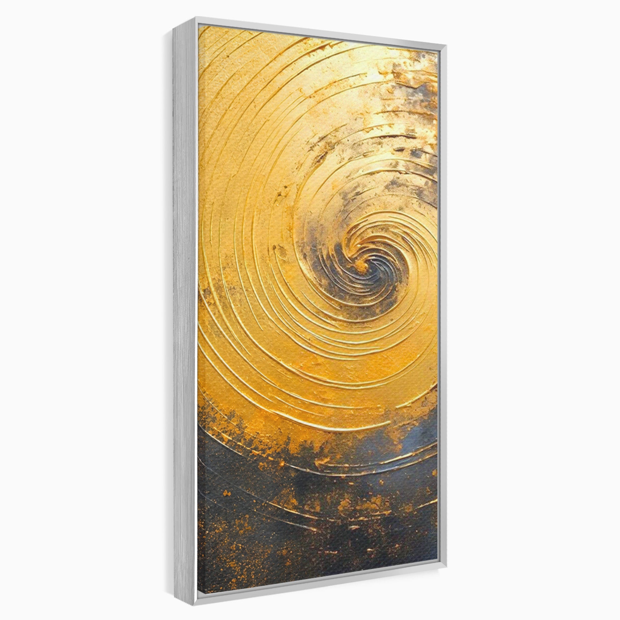 Set 2 Tablouri Canvas Premium LuxCanva® PI2-1177, Vortexul Auriu, Abstract, Spirala, Eclipsa, Negru, Living, Culori Vibrante