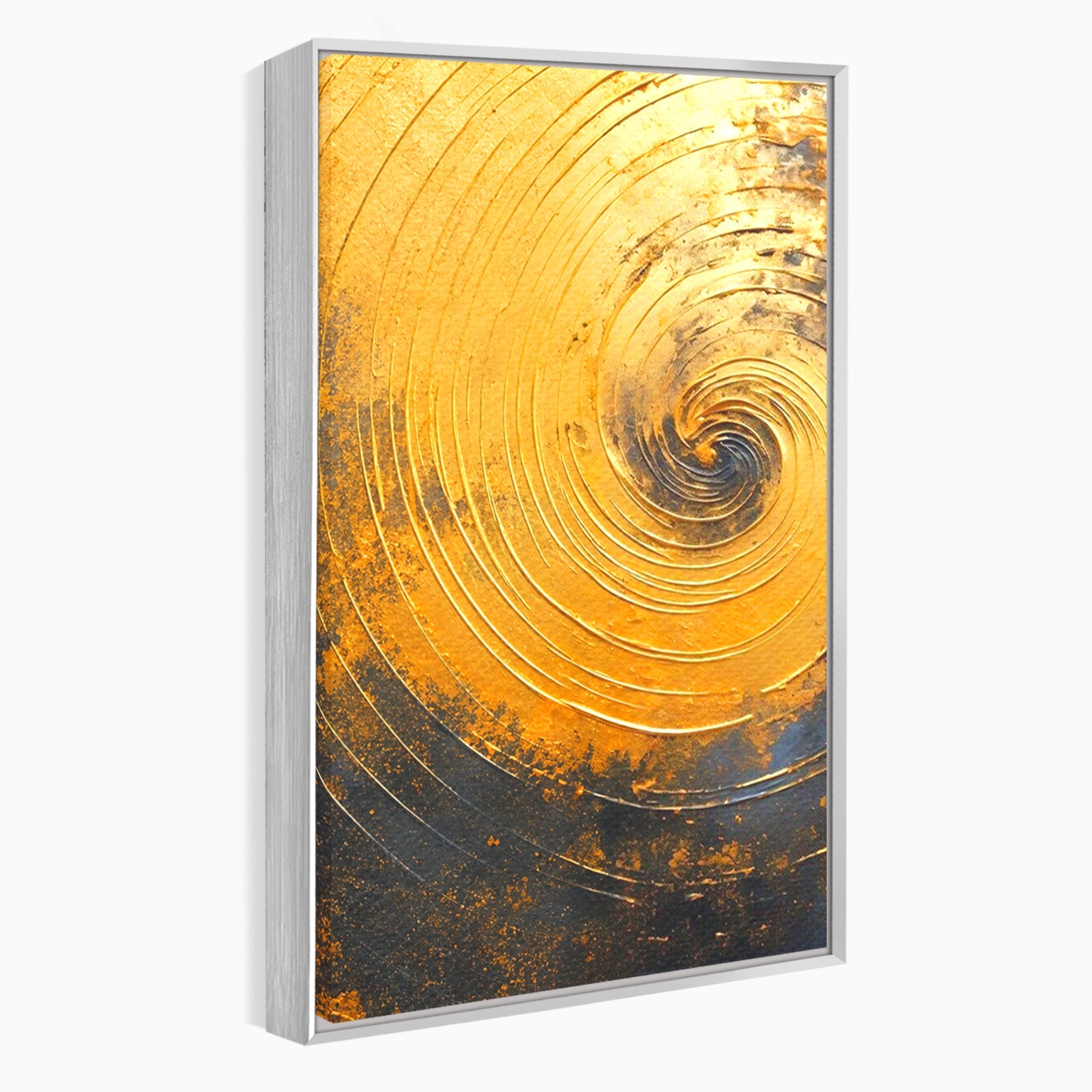 Set 2 Tablouri Canvas Premium LuxCanva® PI2-1177, Vortexul Auriu, Abstract, Spirala, Eclipsa, Negru, Living, Culori Vibrante