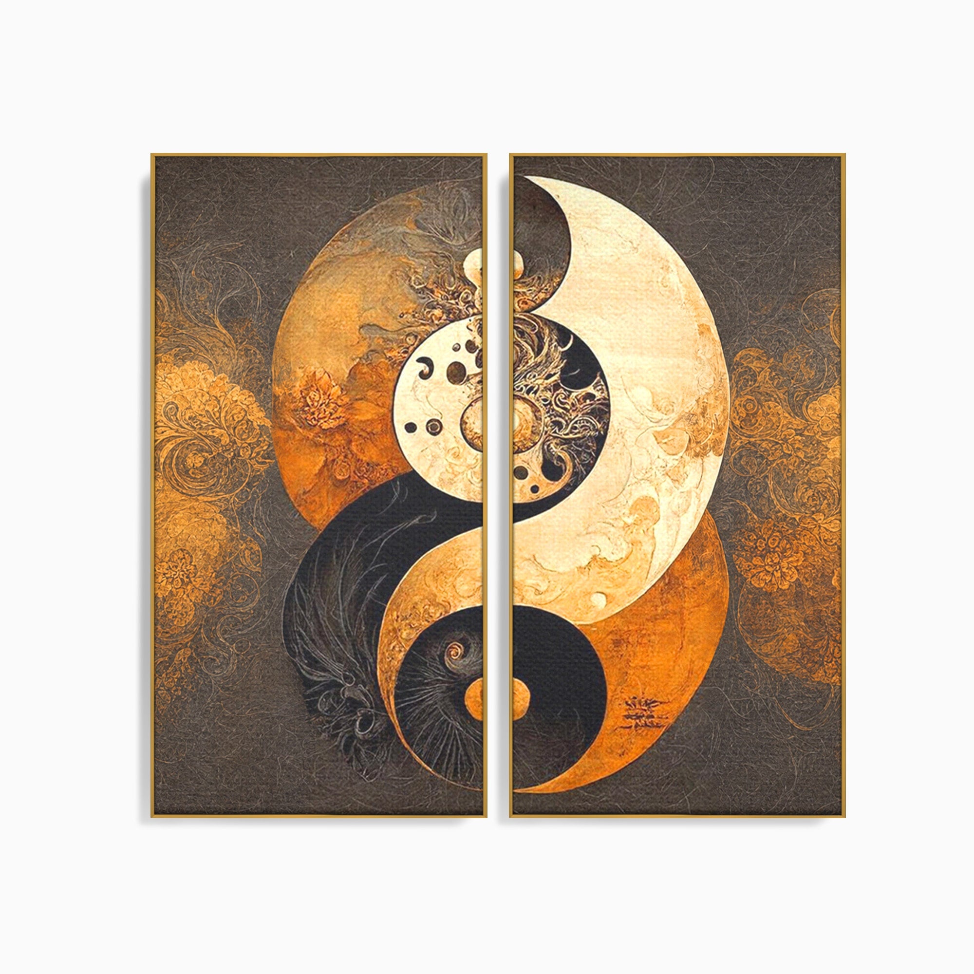 Set 2 Tablouri Canvas Premium LuxCanva® PI2-1181, Yin Si Yang, Abstract, Cercuri, Arta, Echilibru, Meditatie, Living, Birou, Culori Vibrante