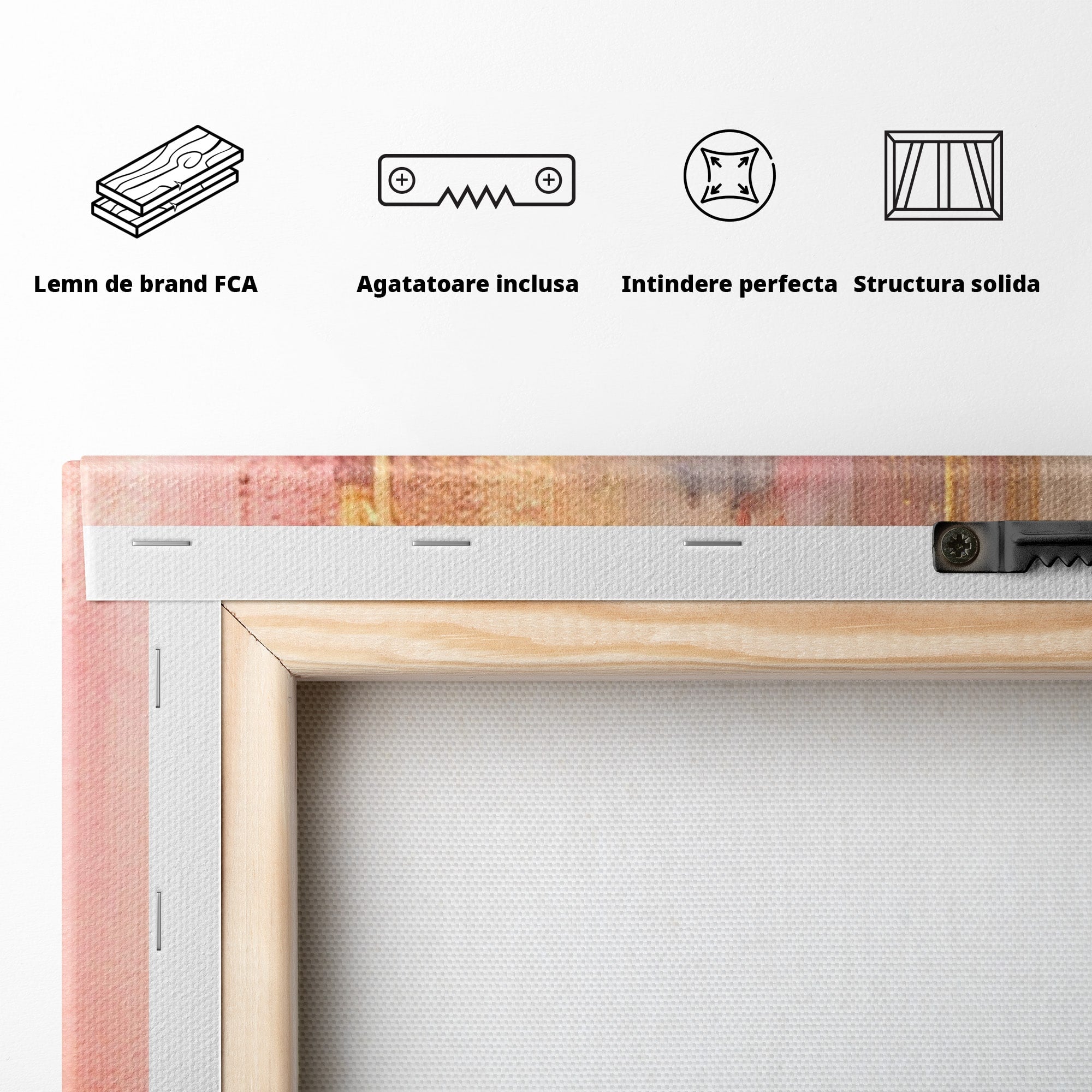 Set 2 Tablouri Canvas Premium LuxCanva® PI2-1375, Rasarit Roz Auriu, Abstract, Arta Contemporana, Lux, Modern, Culori Vibrante, Living, Dormitor, Salon