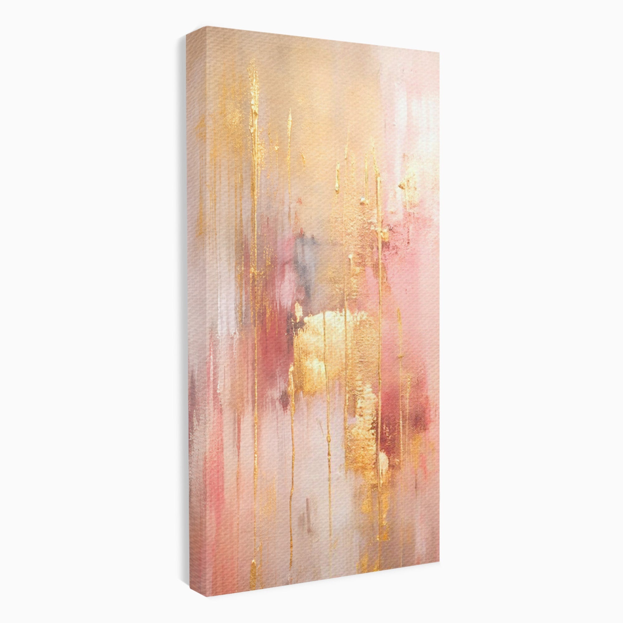Set 2 Tablouri Canvas Premium LuxCanva® PI2-1375, Rasarit Roz Auriu, Abstract, Arta Contemporana, Lux, Modern, Culori Vibrante, Living, Dormitor, Salon