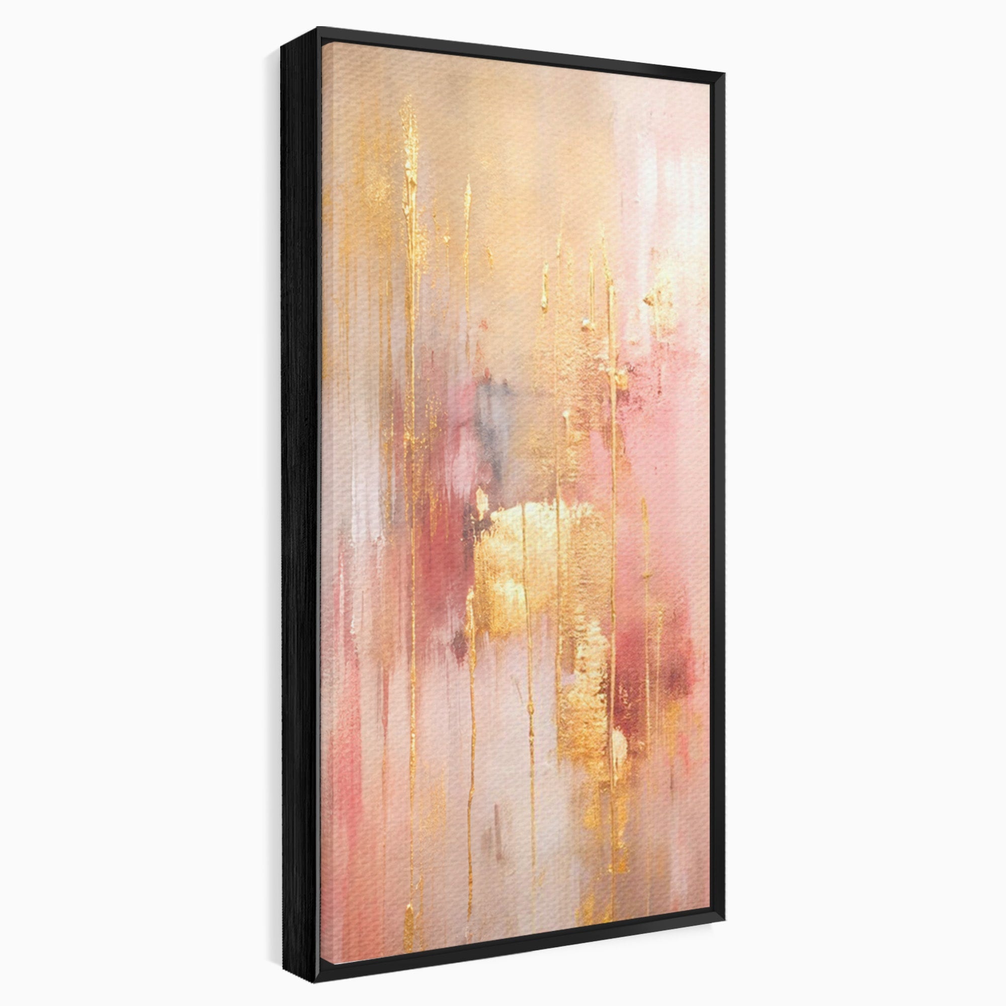 Set 2 Tablouri Canvas Premium LuxCanva® PI2-1375, Rasarit Roz Auriu, Abstract, Arta Contemporana, Lux, Modern, Culori Vibrante, Living, Dormitor, Salon