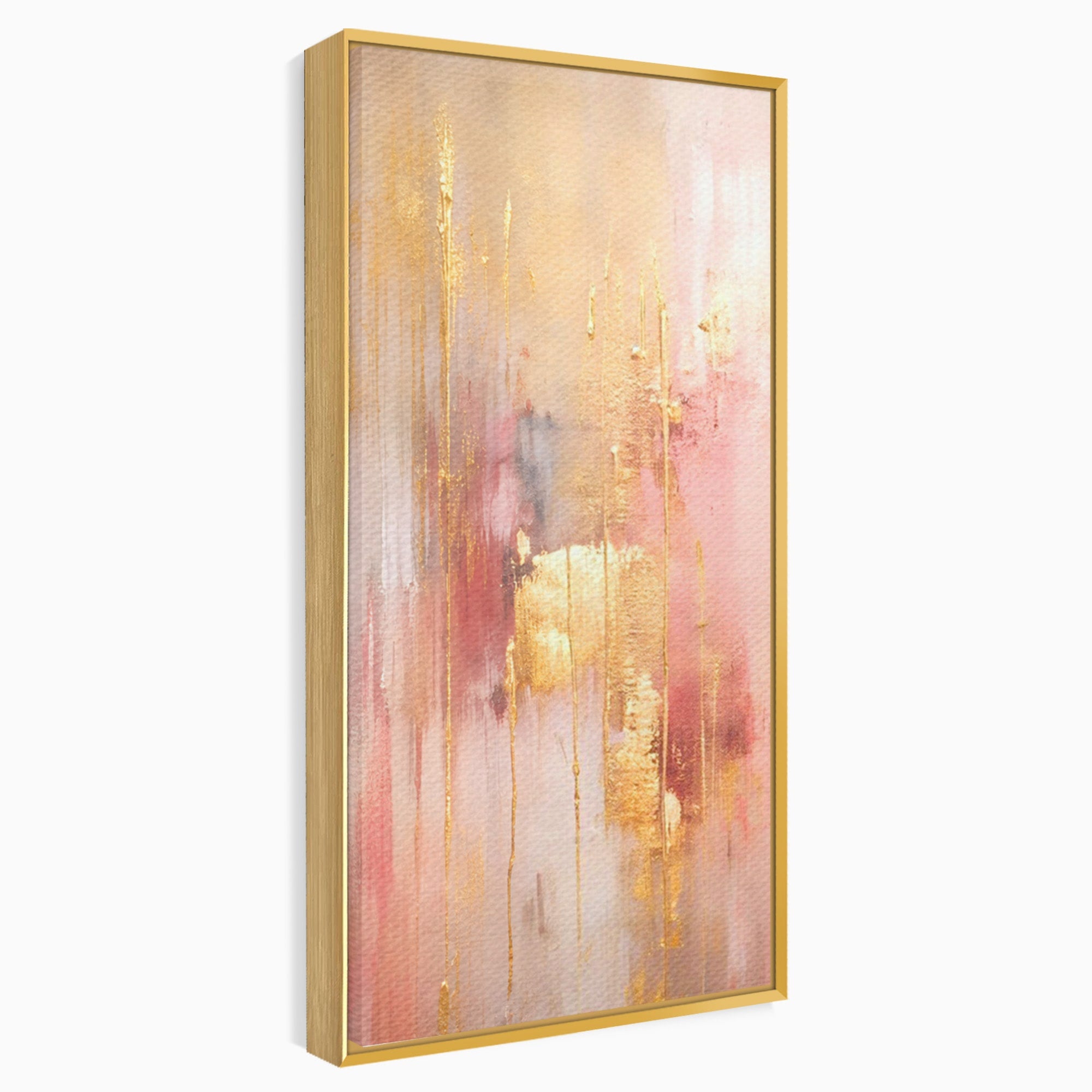 Set 2 Tablouri Canvas Premium LuxCanva® PI2-1375, Rasarit Roz Auriu, Abstract, Arta Contemporana, Lux, Modern, Culori Vibrante, Living, Dormitor, Salon