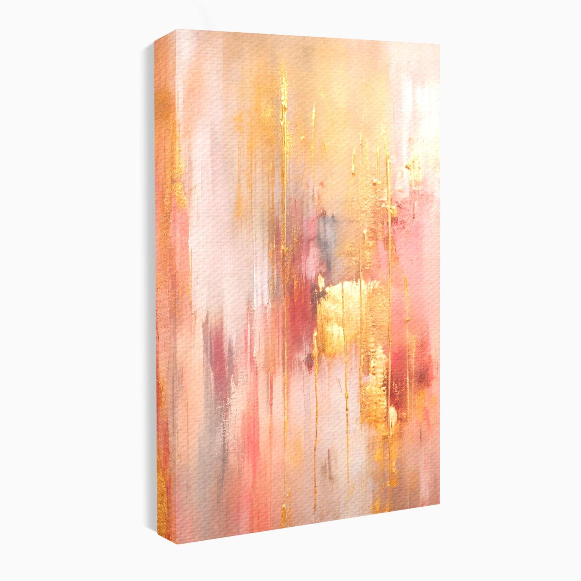 Set 2 Tablouri Canvas Premium LuxCanva® PI2-1375, Rasarit Roz Auriu, Abstract, Arta Contemporana, Lux, Modern, Culori Vibrante, Living, Dormitor, Salon
