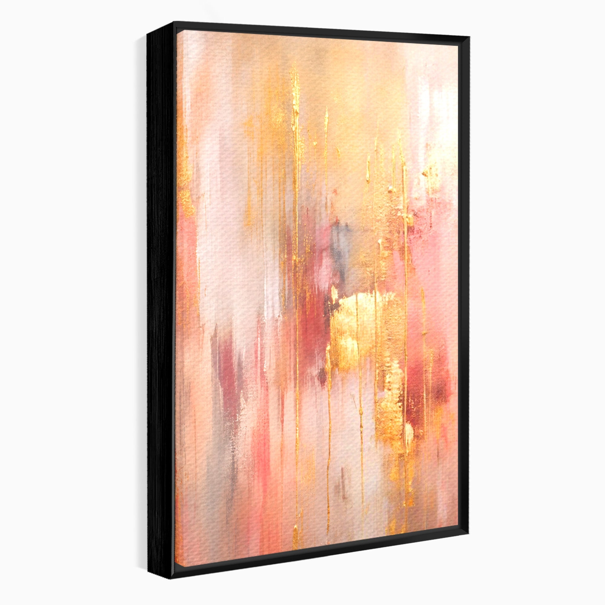 Set 2 Tablouri Canvas Premium LuxCanva® PI2-1375, Rasarit Roz Auriu, Abstract, Arta Contemporana, Lux, Modern, Culori Vibrante, Living, Dormitor, Salon