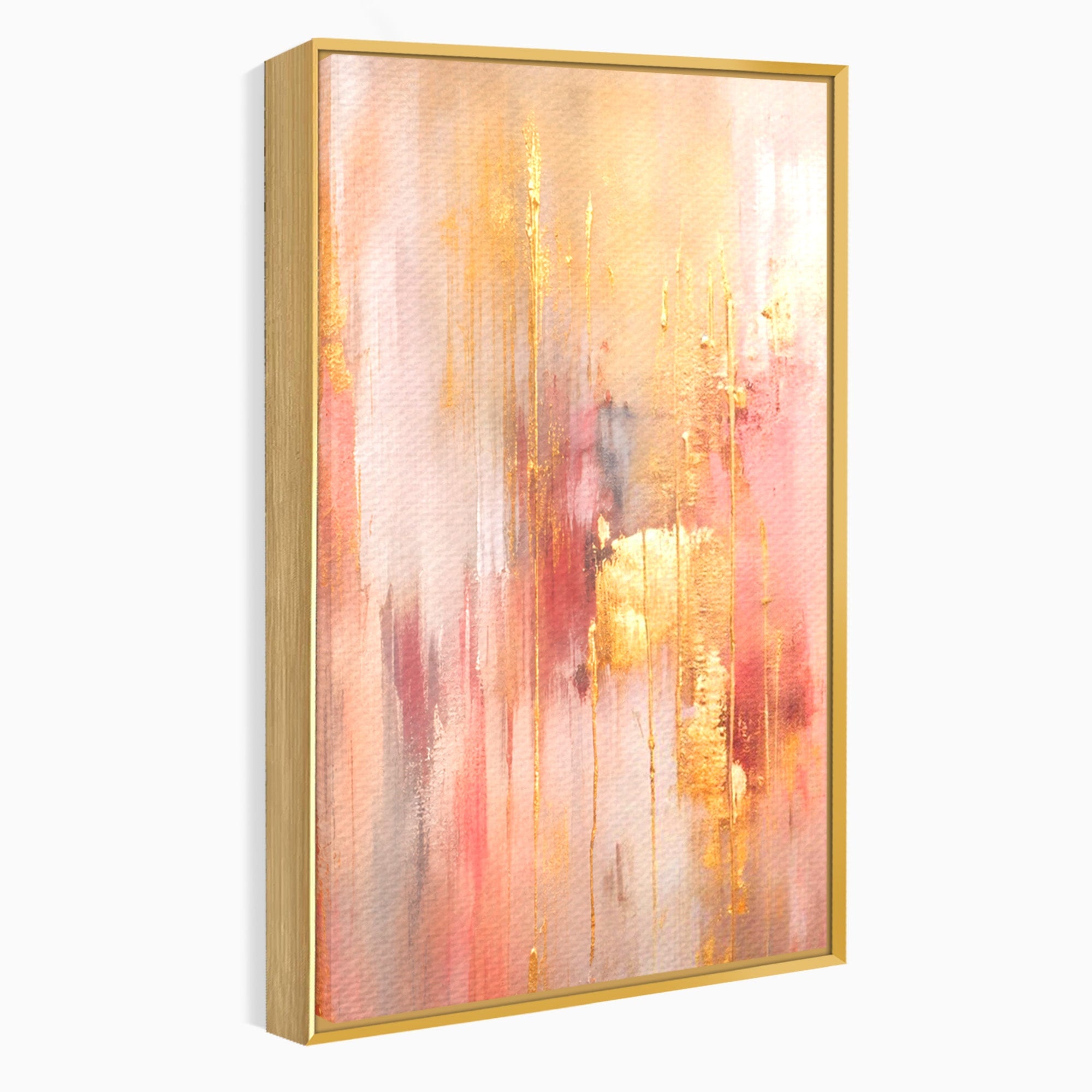 Set 2 Tablouri Canvas Premium LuxCanva® PI2-1375, Rasarit Roz Auriu, Abstract, Arta Contemporana, Lux, Modern, Culori Vibrante, Living, Dormitor, Salon