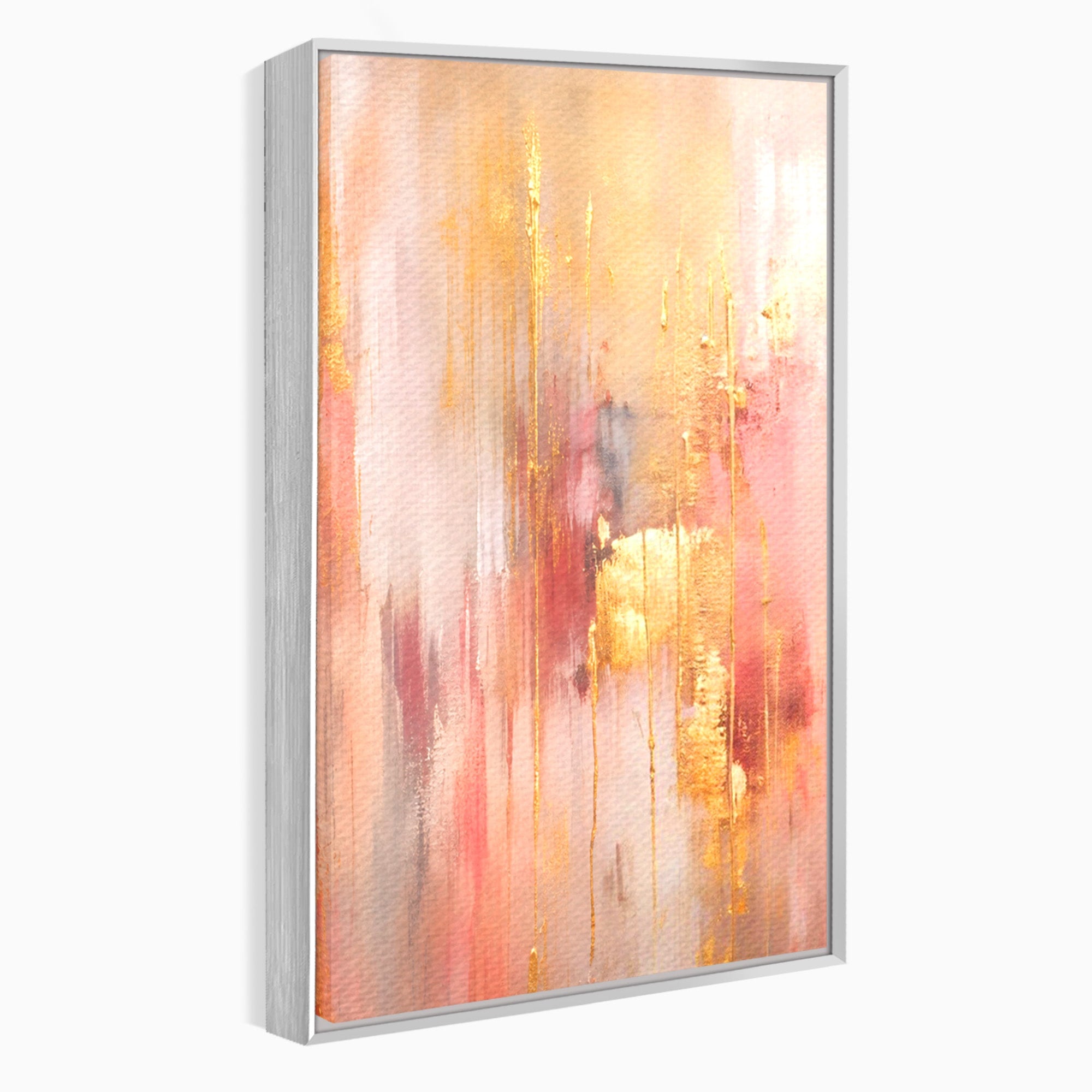 Set 2 Tablouri Canvas Premium LuxCanva® PI2-1375, Rasarit Roz Auriu, Abstract, Arta Contemporana, Lux, Modern, Culori Vibrante, Living, Dormitor, Salon