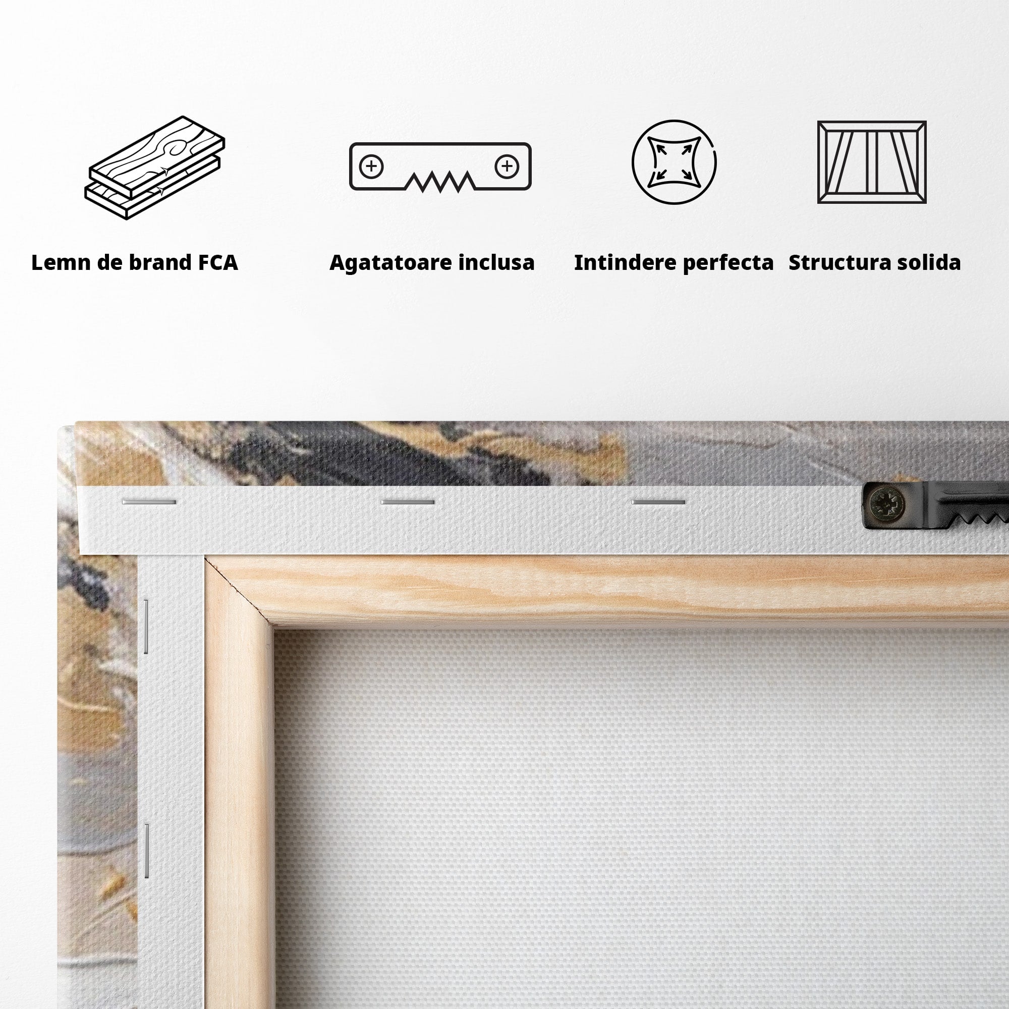 Set 2 Tablouri Canvas Premium LuxCanva® PI2-1378, Explozie Aurie Abstracta, Gri, Modern, Auriu, Culori Vibrante, Living, Dormitor, Salon