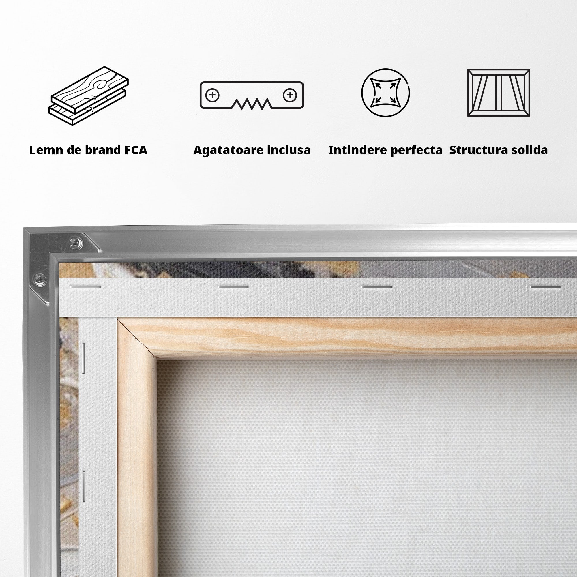 Set 2 Tablouri Canvas Premium LuxCanva® PI2-1378, Explozie Aurie Abstracta, Gri, Modern, Auriu, Culori Vibrante, Living, Dormitor, Salon