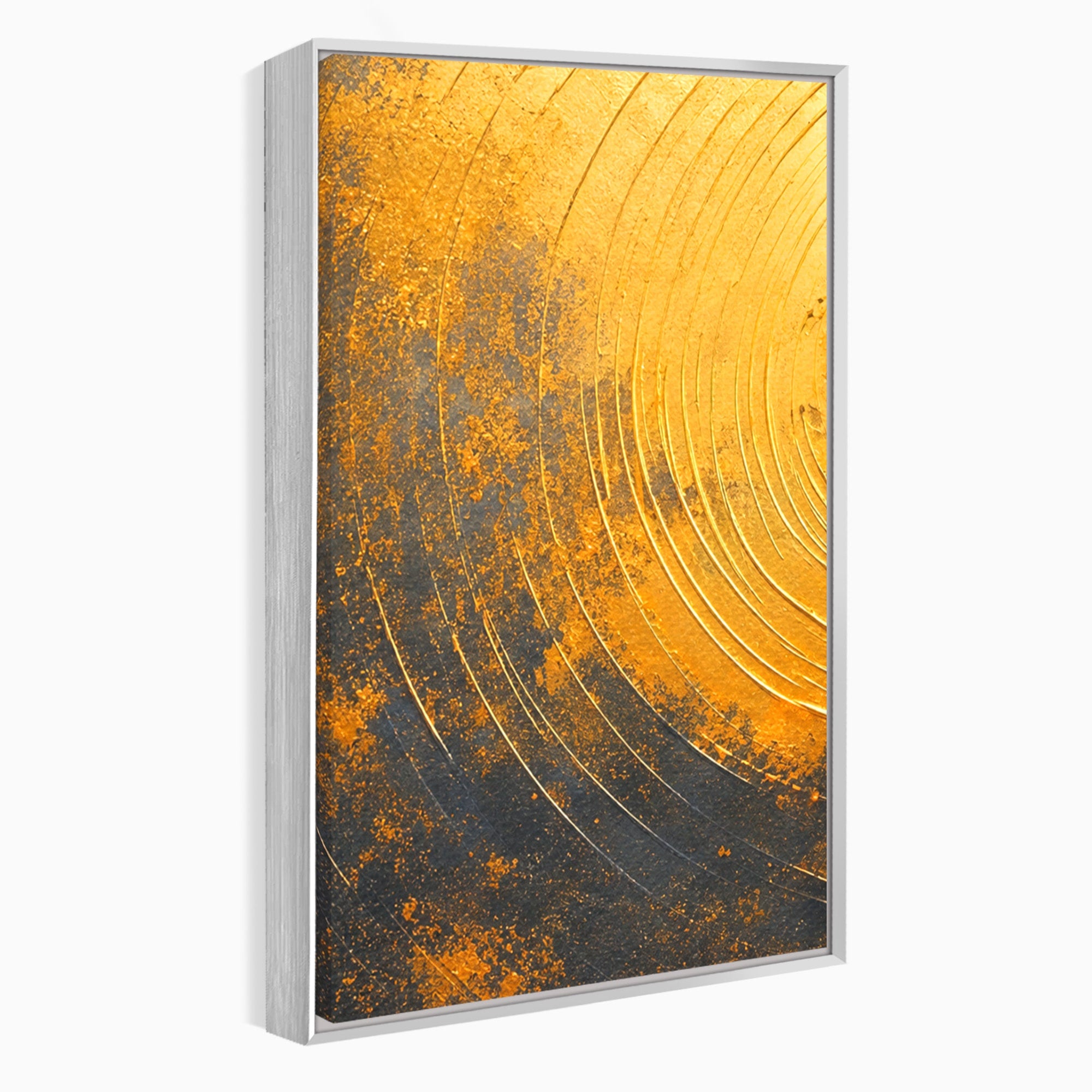 Set 3 Tablouri Canvas Premium LuxCanva® PI3-1177, Vortexul Auriu, Abstract, Spirala, Eclipsa, Negru, Living, Culori Vibrante