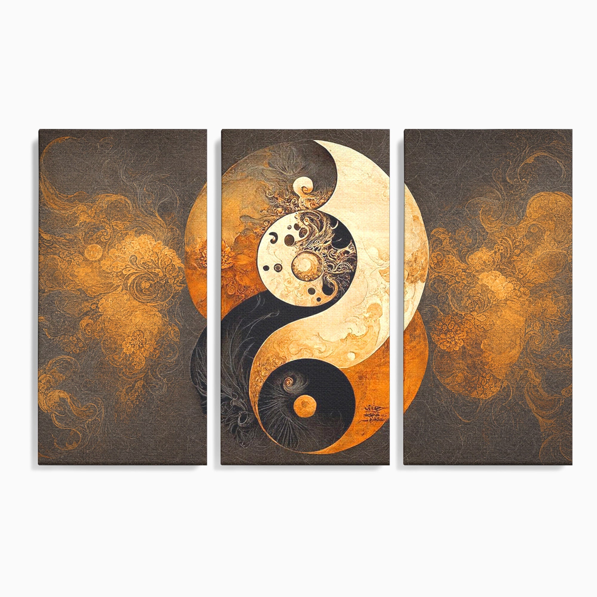 Set 3 Tablouri Canvas Premium LuxCanva® PI3-1181, Yin Si Yang, Abstract, Cercuri, Arta, Echilibru, Meditatie, Living, Birou, Culori Vibrante