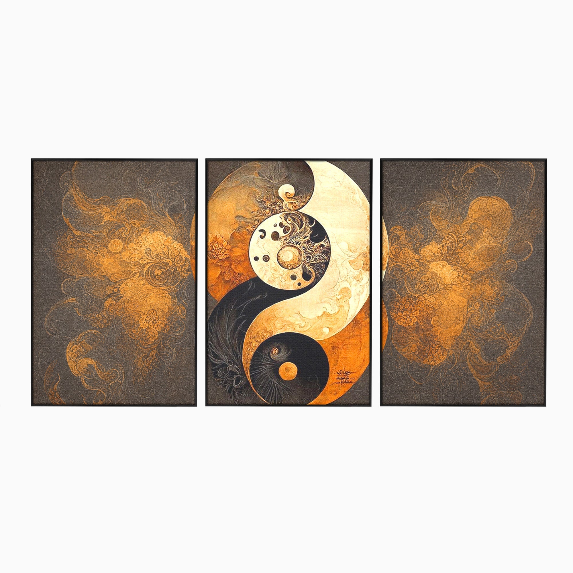 Set 3 Tablouri Canvas Premium LuxCanva® PI3-1181, Yin Si Yang, Abstract, Cercuri, Arta, Echilibru, Meditatie, Living, Birou, Culori Vibrante