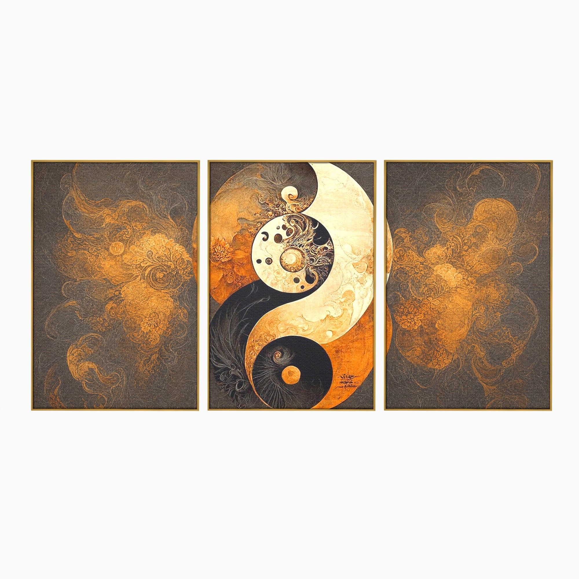 Set 3 Tablouri Canvas Premium LuxCanva® PI3-1181, Yin Si Yang, Abstract, Cercuri, Arta, Echilibru, Meditatie, Living, Birou, Culori Vibrante