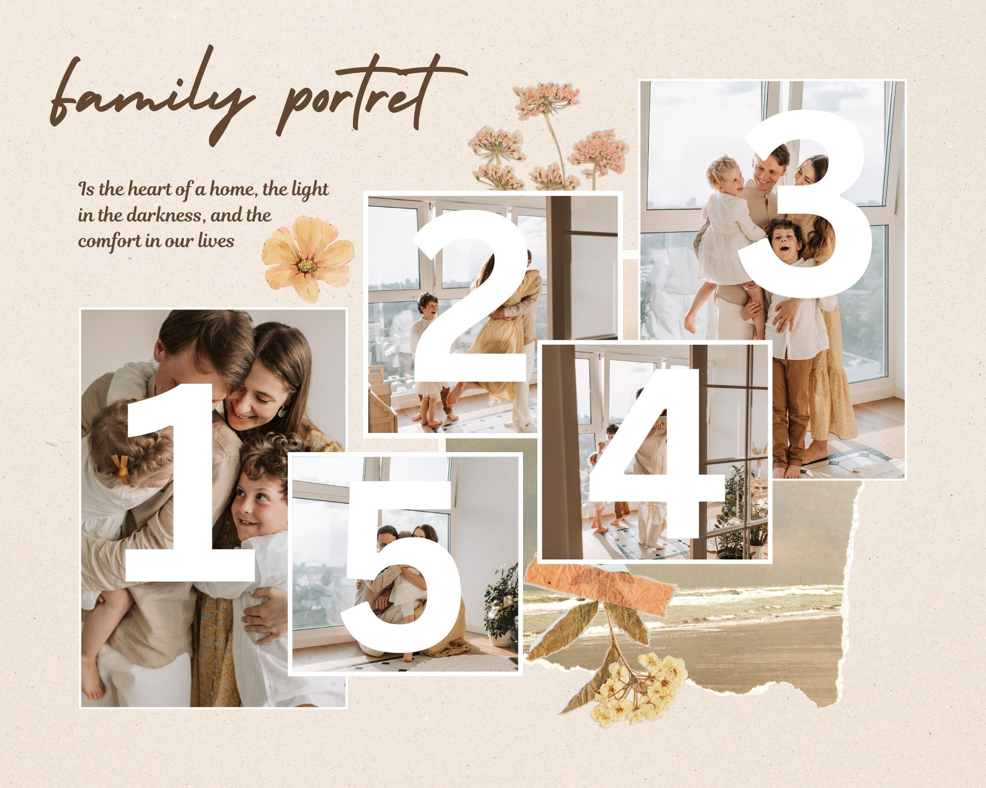 Tablou Canvas Personalizat cu 5 Poze Pentru Familie 