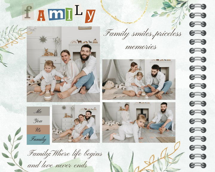 Personalisiertes Leinwandbild mit 4 Familienbildern "Ich, Du, Wir, Familie", PS111