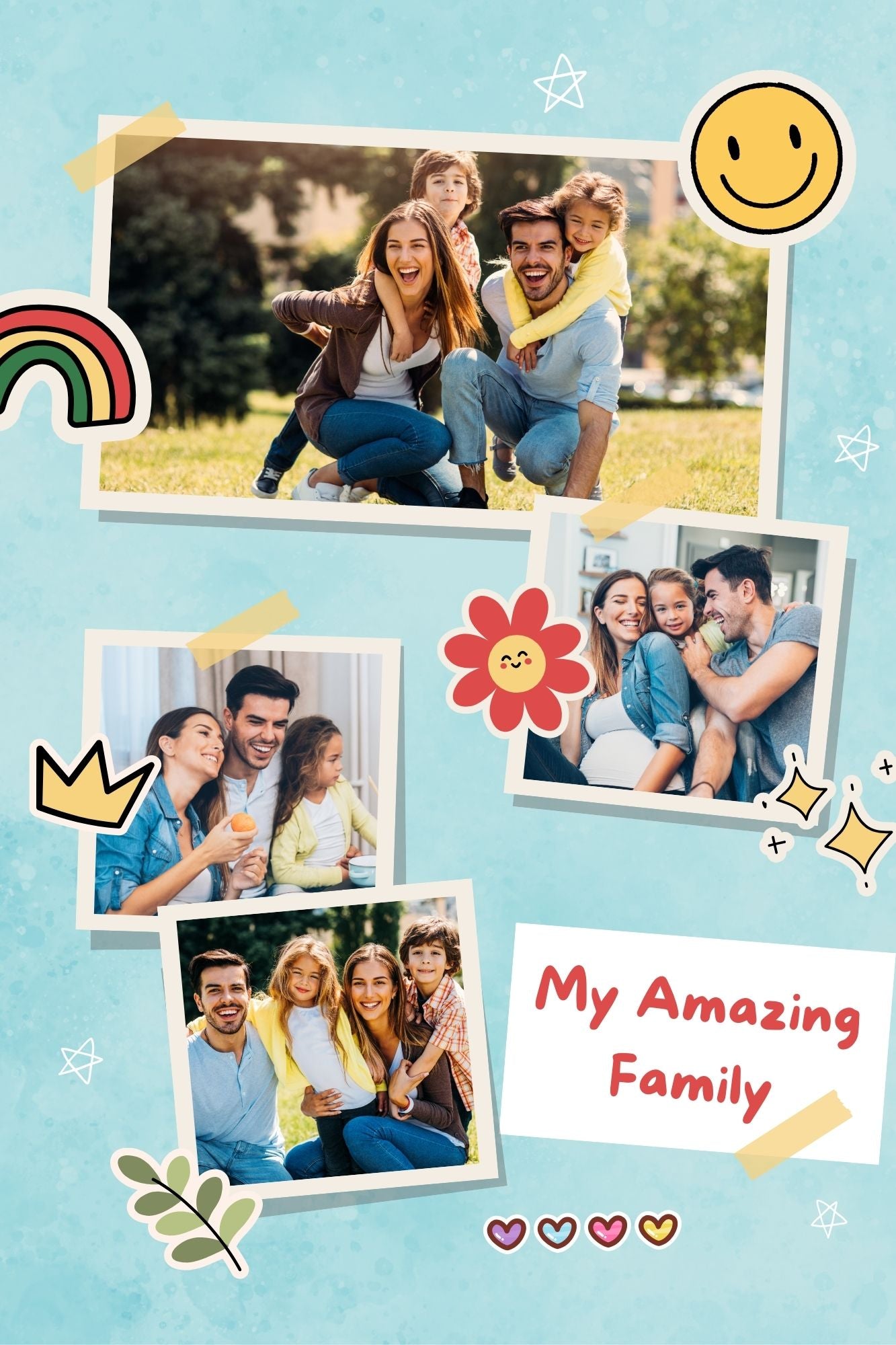 Tablou Canvas Personalizat cu 4 Poze Pentru Familie 