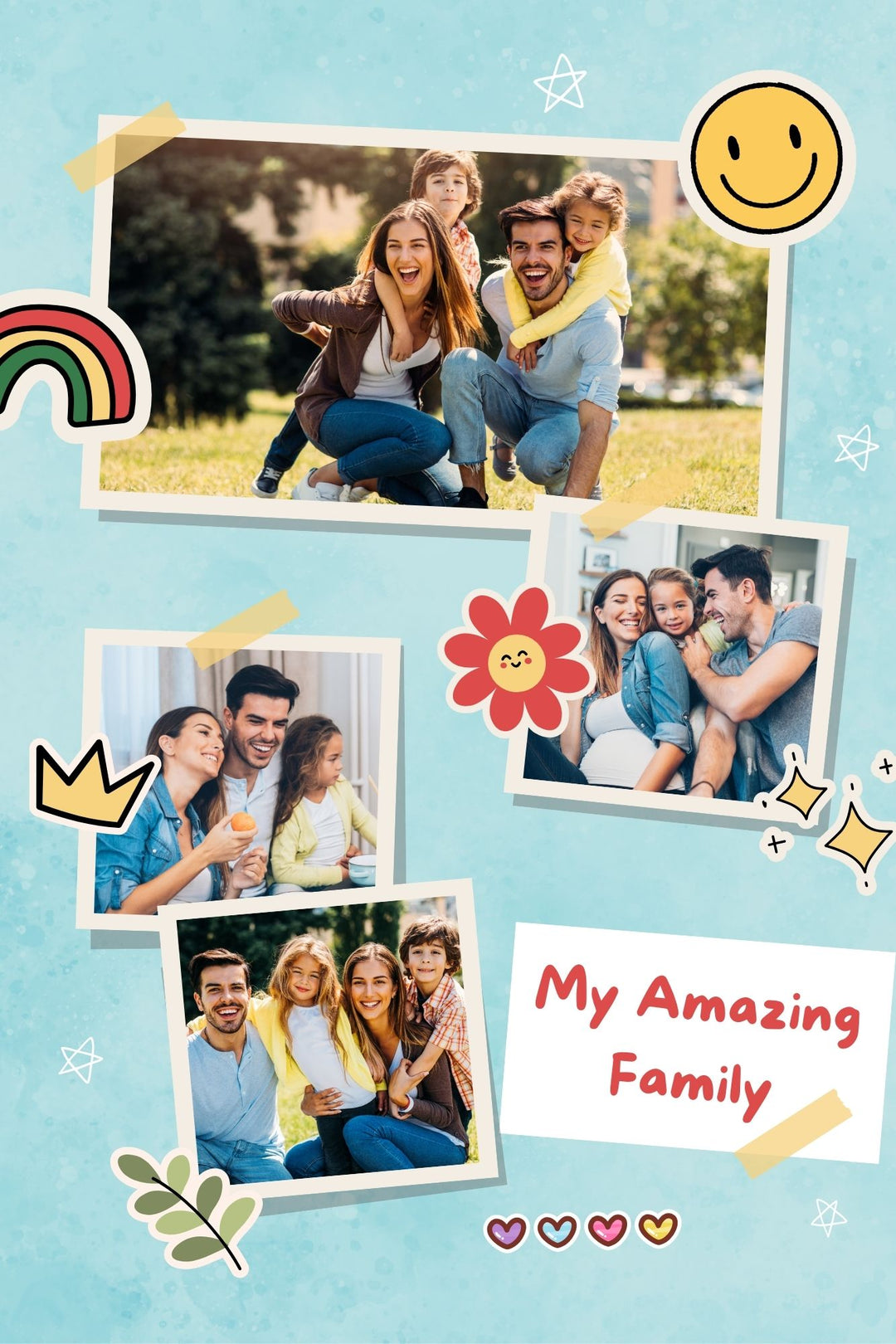 Personalisierte Leinwandbilder mit 4 Familienbildern "Meine tolle Familie", PS112