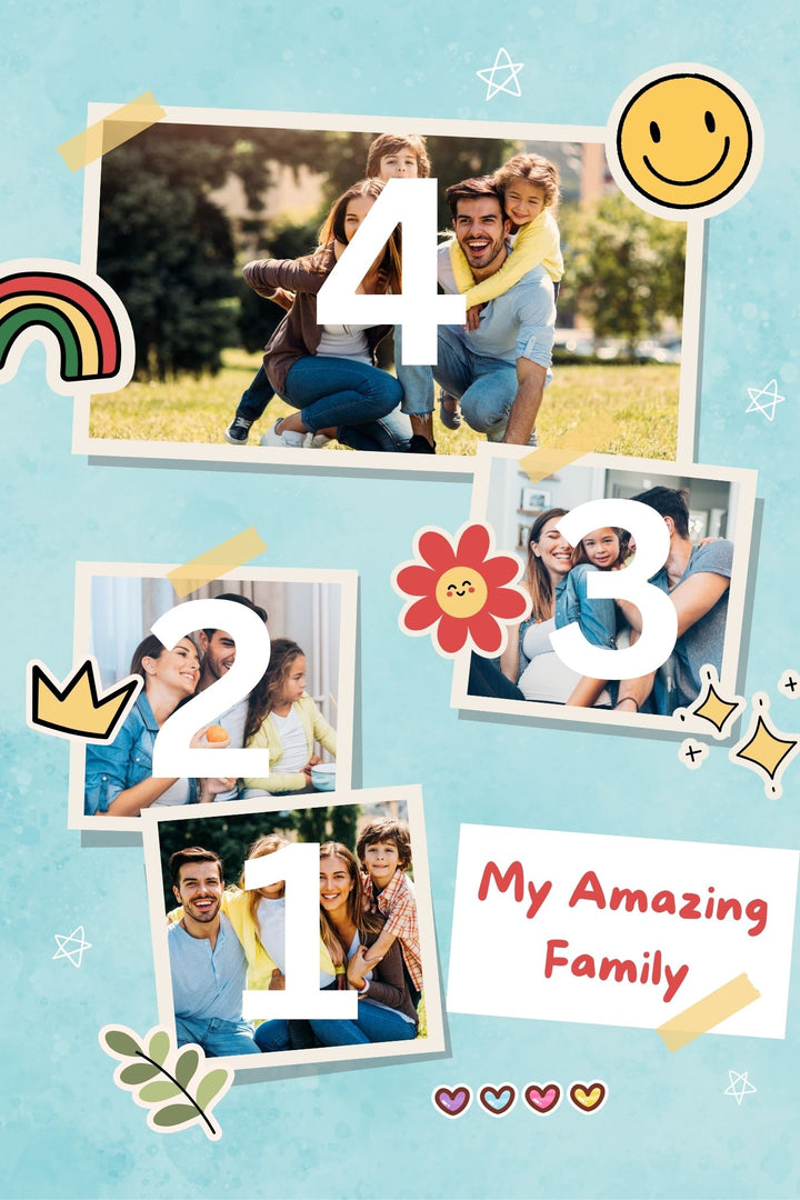 Personalisierte Leinwandbilder mit 4 Familienbildern "Meine tolle Familie", PS112