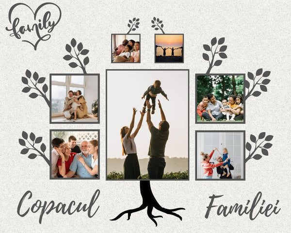 Personalisiertes Leinwandbild mit 7 Familienbildern "Stammbaum", PS113