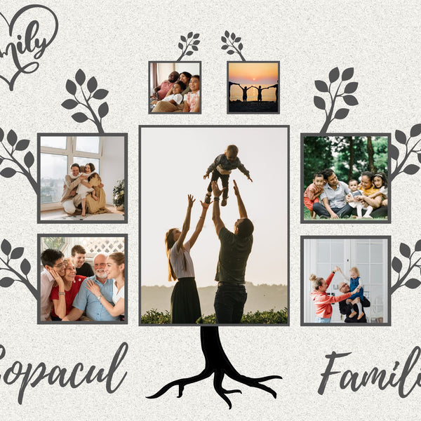 Tablou Canvas Personalizat cu 7 Poze Pentru Familie " Copacul familiei", PS113