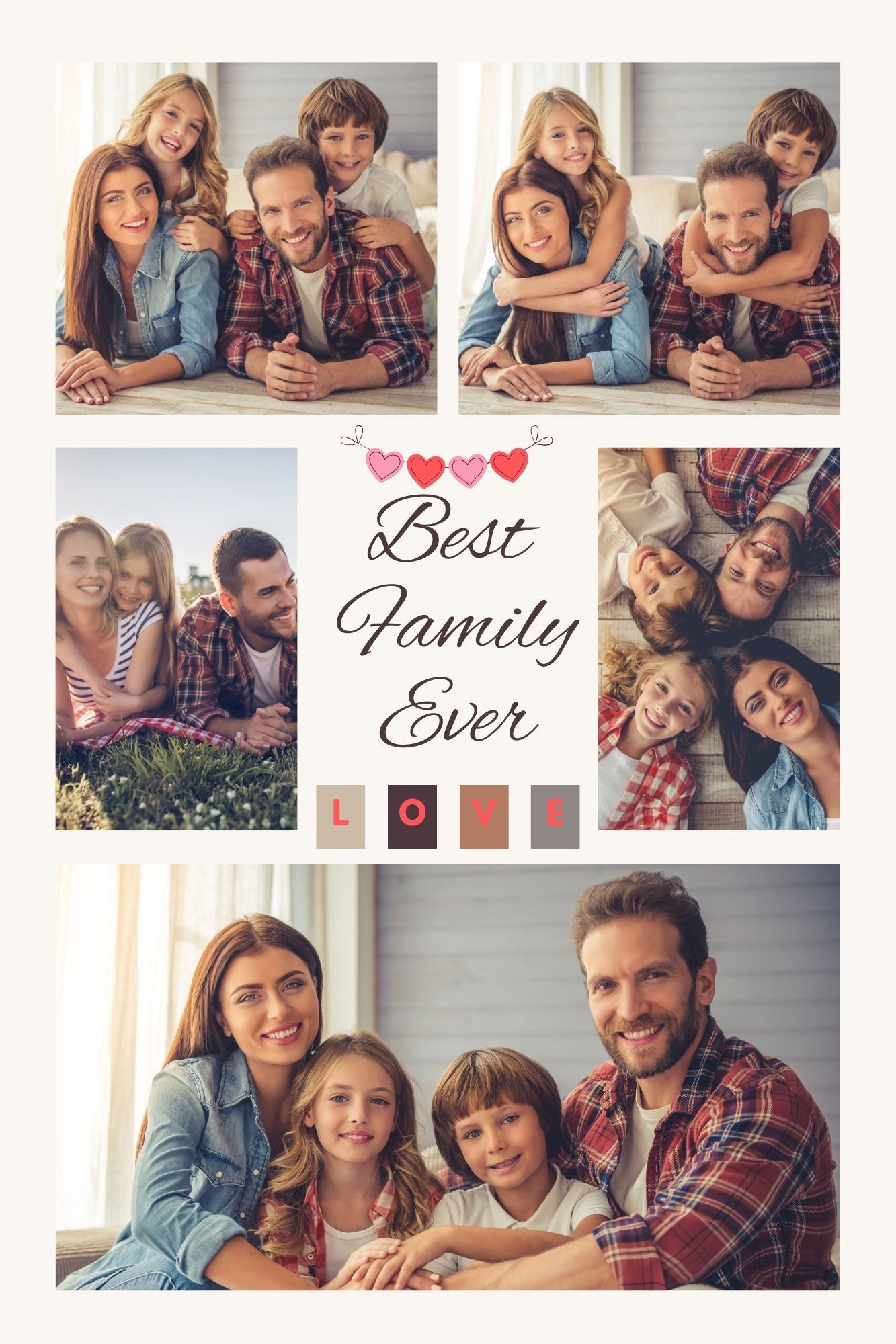 Tablou Canvas Personalizat cu 5 Poze Pentru Familie 