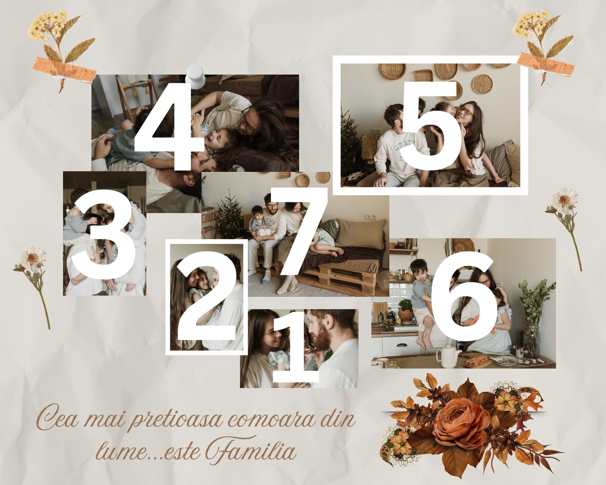 Tablou Canvas Personalizat cu 7 Poze Pentru Familie 