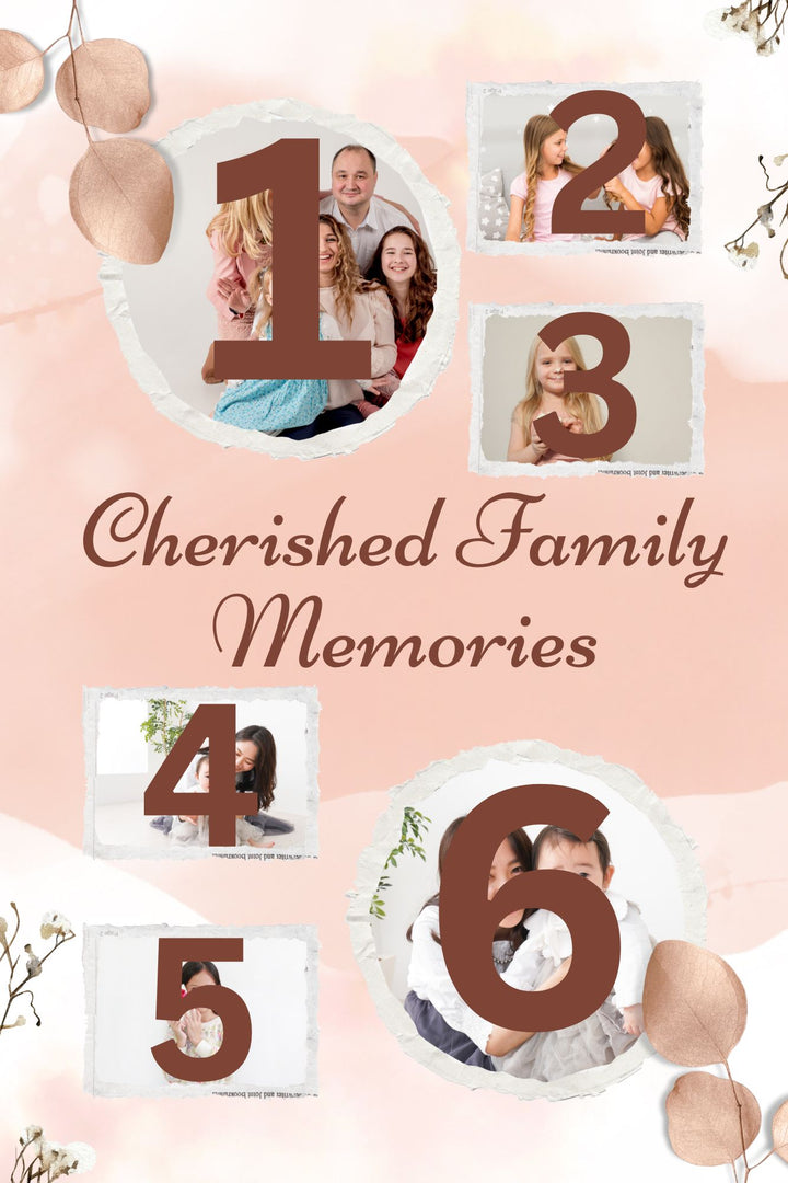 Personalisierte Leinwandbilder mit 6 Familienfotos " Cherished Family Memories", PS119