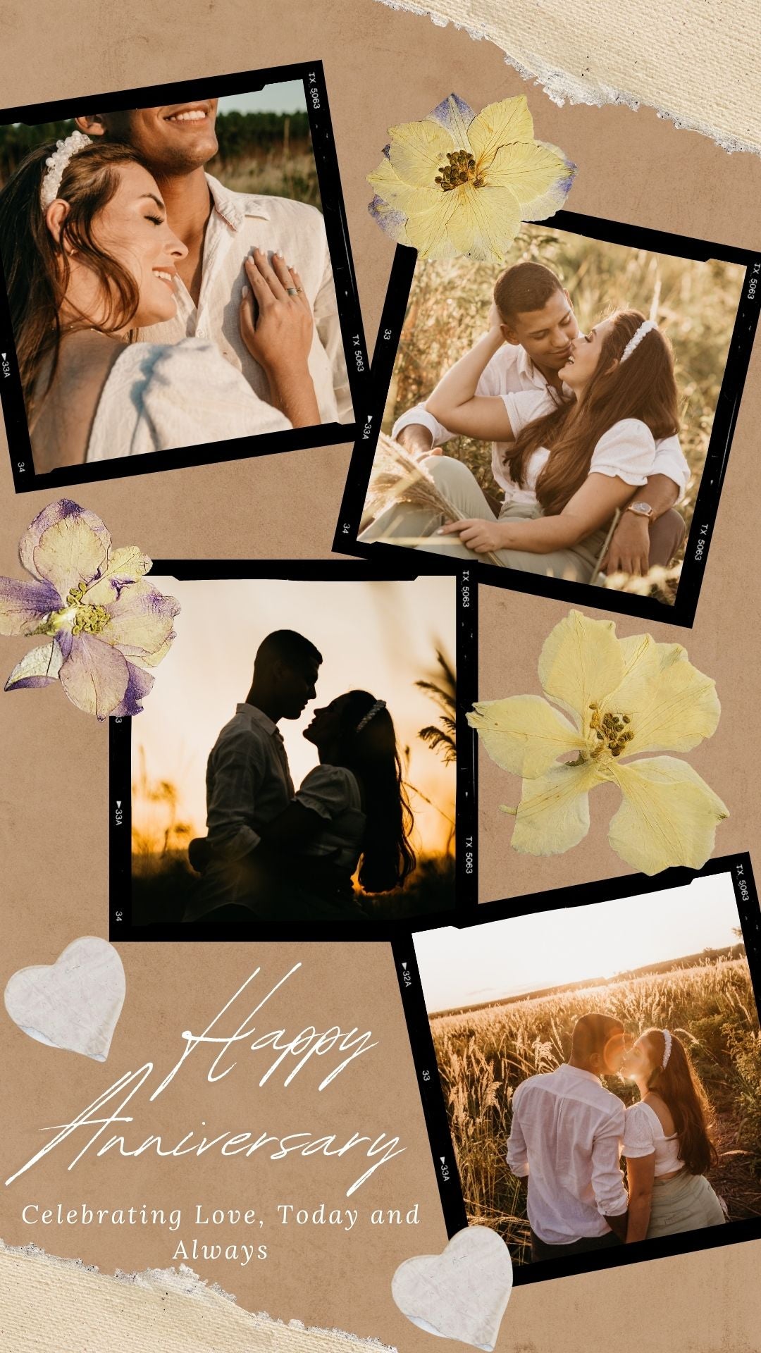 Tablou Canvas Personalizat cu 4 Poze Pentru Aniversari " Happy Anniversary", PS120