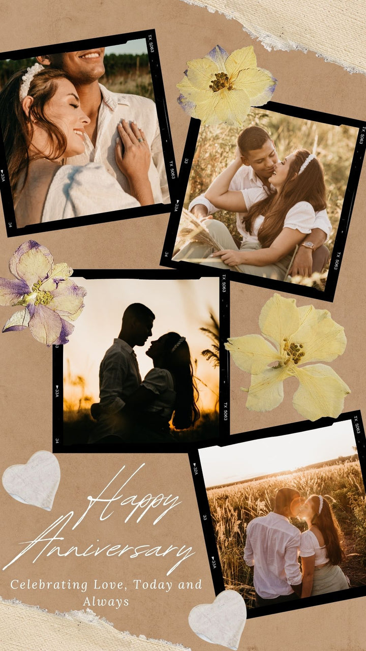 Tablou Canvas Personalizat cu 4 Poze Pentru Aniversari " Happy Anniversary", PS120
