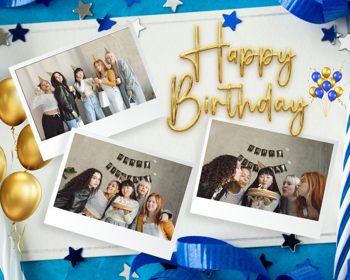 Tablou Canvas Personalizat cu 3 Poze Pentru Aniversari " Happy Birthday", PS123