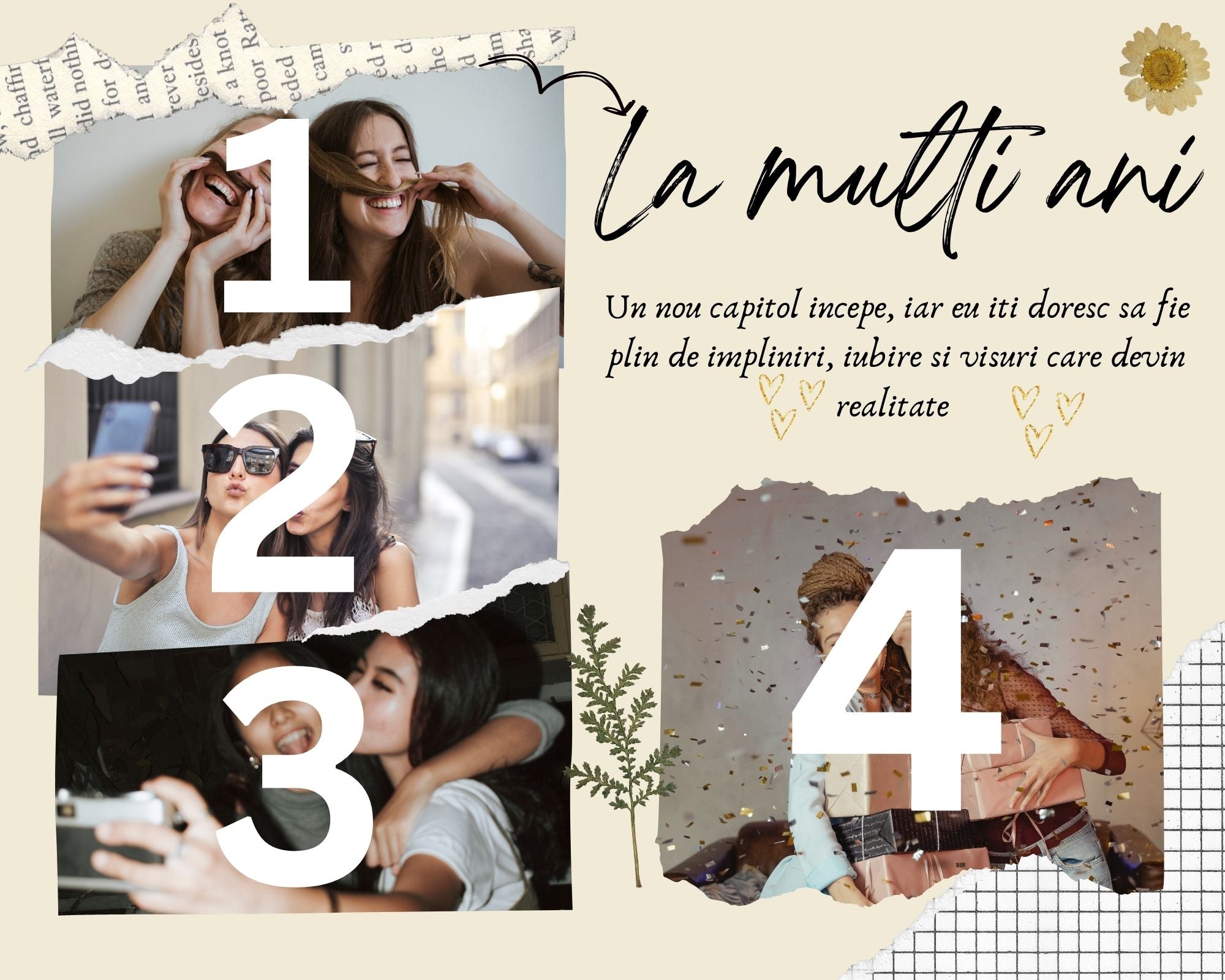 Tablou Canvas Personalizat cu 4 Poze Pentru Aniversari 