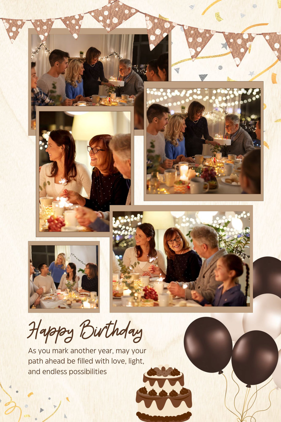 Personalisiertes Leinwandbild mit 5 Geburtstagsbildern " Happy Birthday", PS128