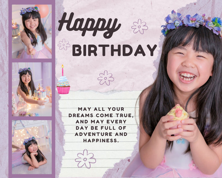 Tablou Canvas Personalizat cu 4 Poze Pentru Aniversari " Happy Birthday", PS129