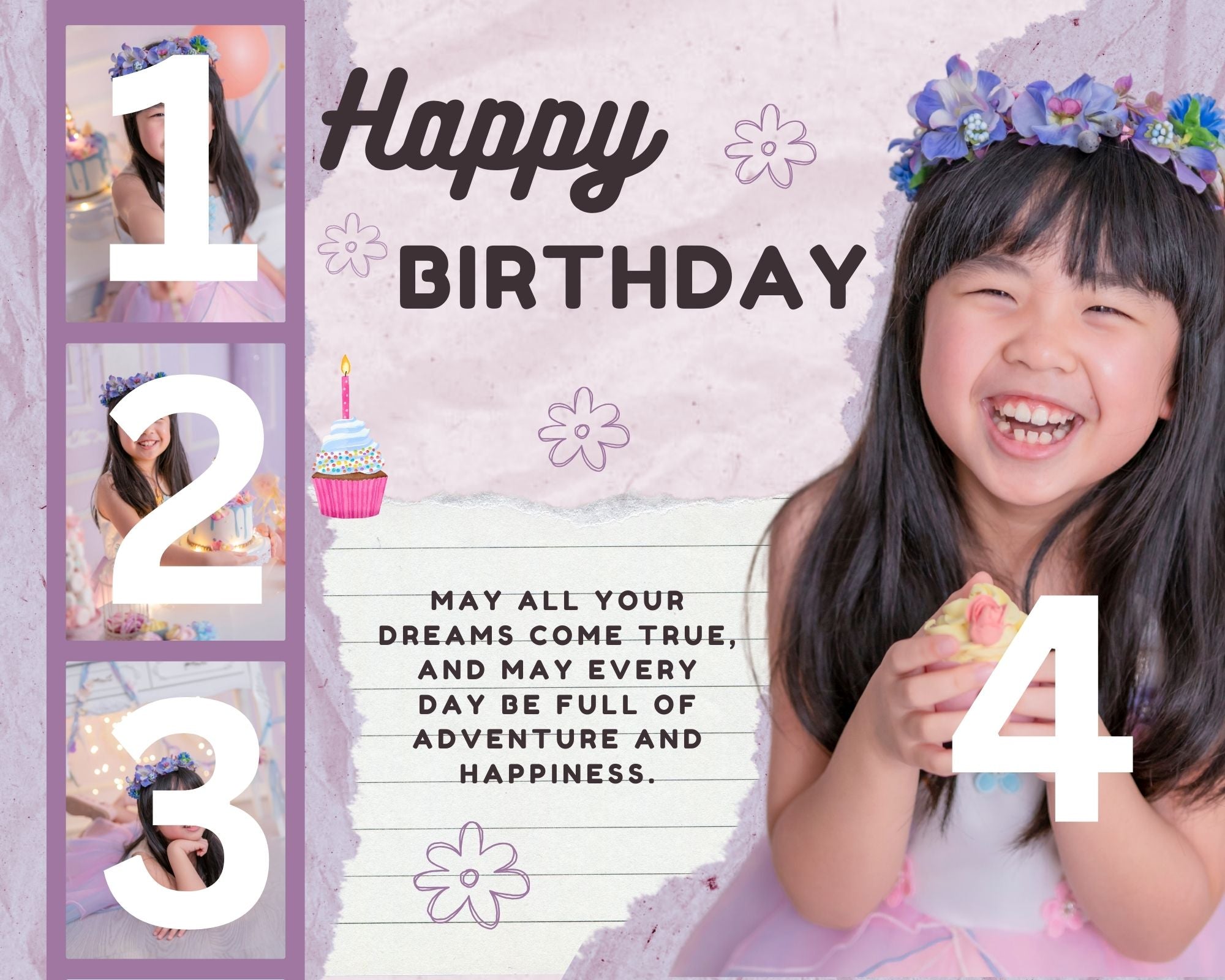 Tablou Canvas Personalizat cu 4 Poze Pentru Aniversari 