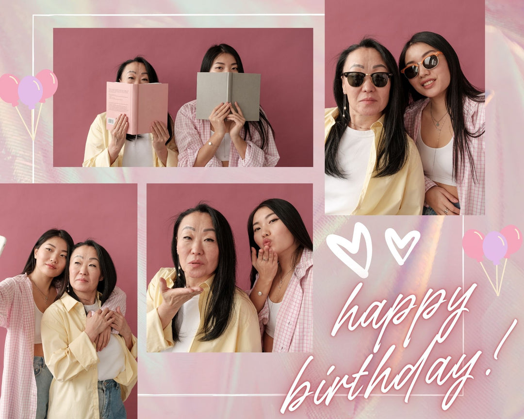 Tablou Canvas Personalizat cu 4 Poze Pentru Aniversari " Happy Birthday", PS136