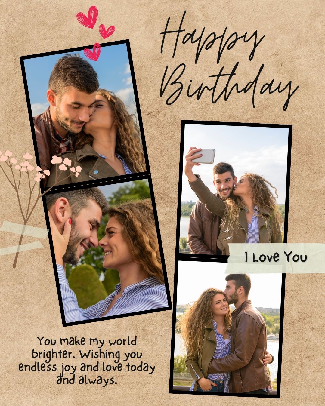 Tablou Canvas Personalizat cu 4 Poze Pentru Aniversari 