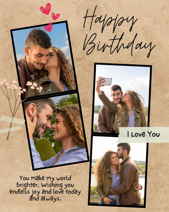 Tablou Canvas Personalizat cu 4 Poze Pentru Aniversari " Happy Birthday", PS138