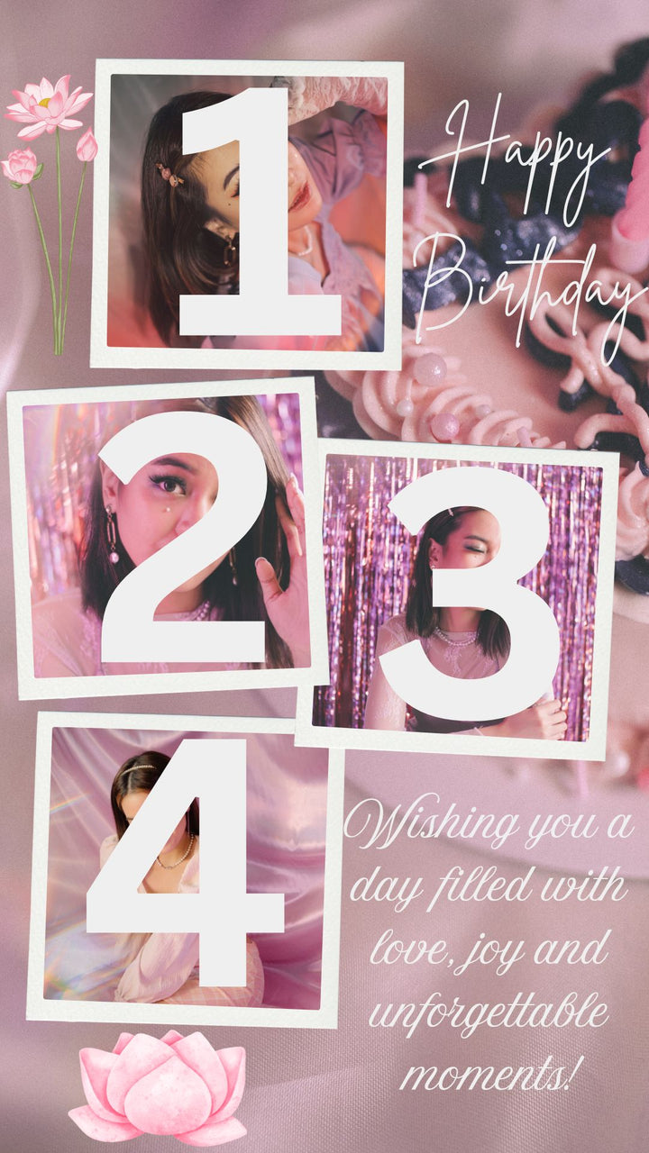 Tablou Canvas Personalizat cu 4 Poze Pentru Aniversari " Happy Birthday", PS139