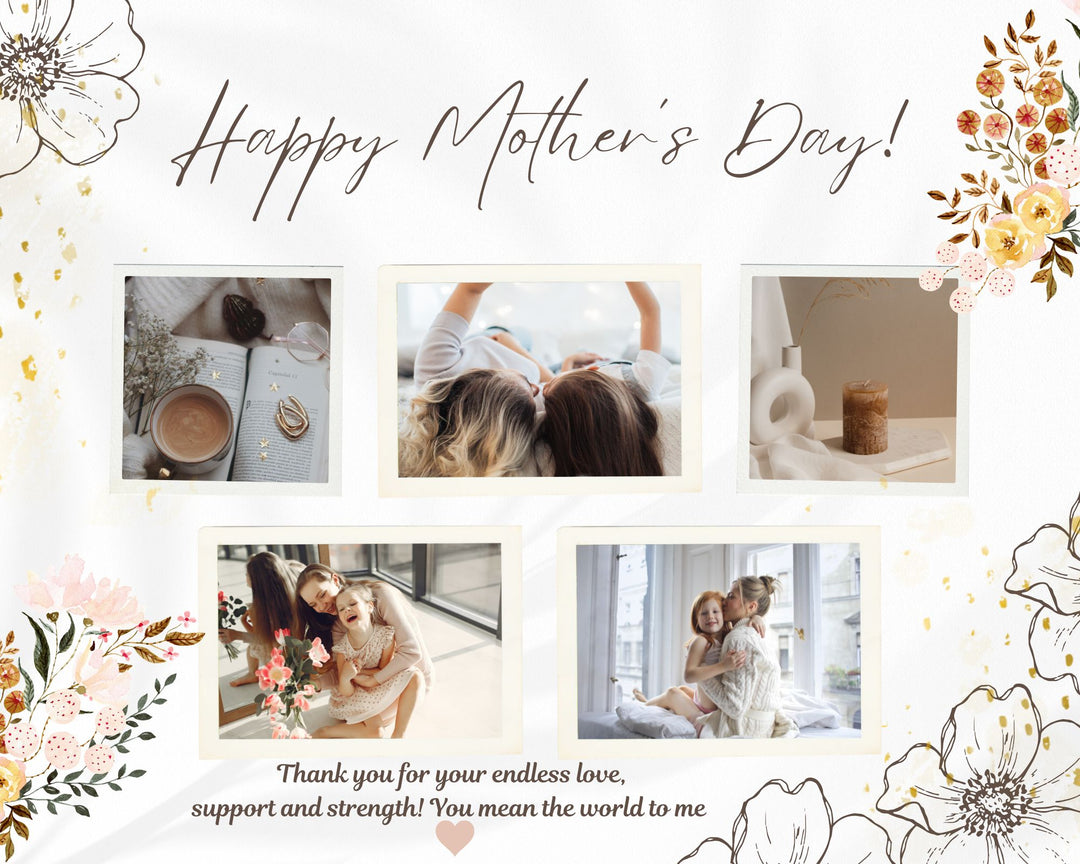 Tablou Canvas Personalizat cu 5 Poze Pentru Mama "Happy Mother's Day", PS141