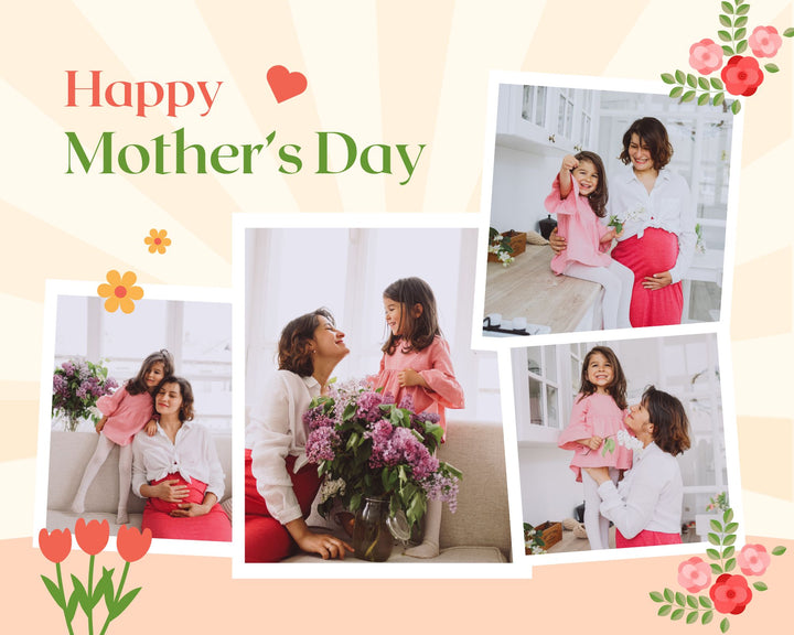 Personalisierte Leinwand Leinwandbilder mit 4 Bildern für Mama "Happy Mother's Day", PS142