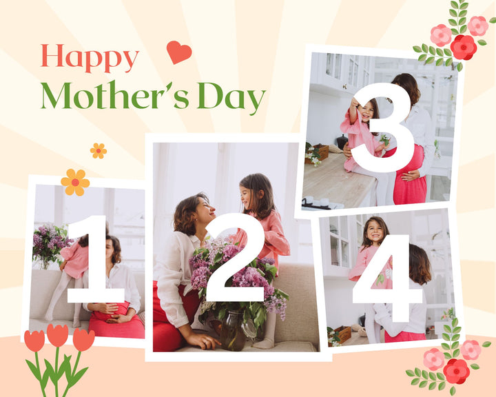 Personalisierte Leinwand Leinwandbilder mit 4 Bildern für Mama "Happy Mother's Day", PS142