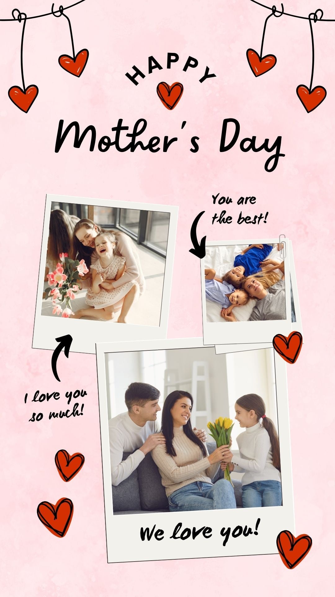 Tablou Canvas Personalizat cu 3 Poze Pentru Mama "Happy Mother's Day", PS144