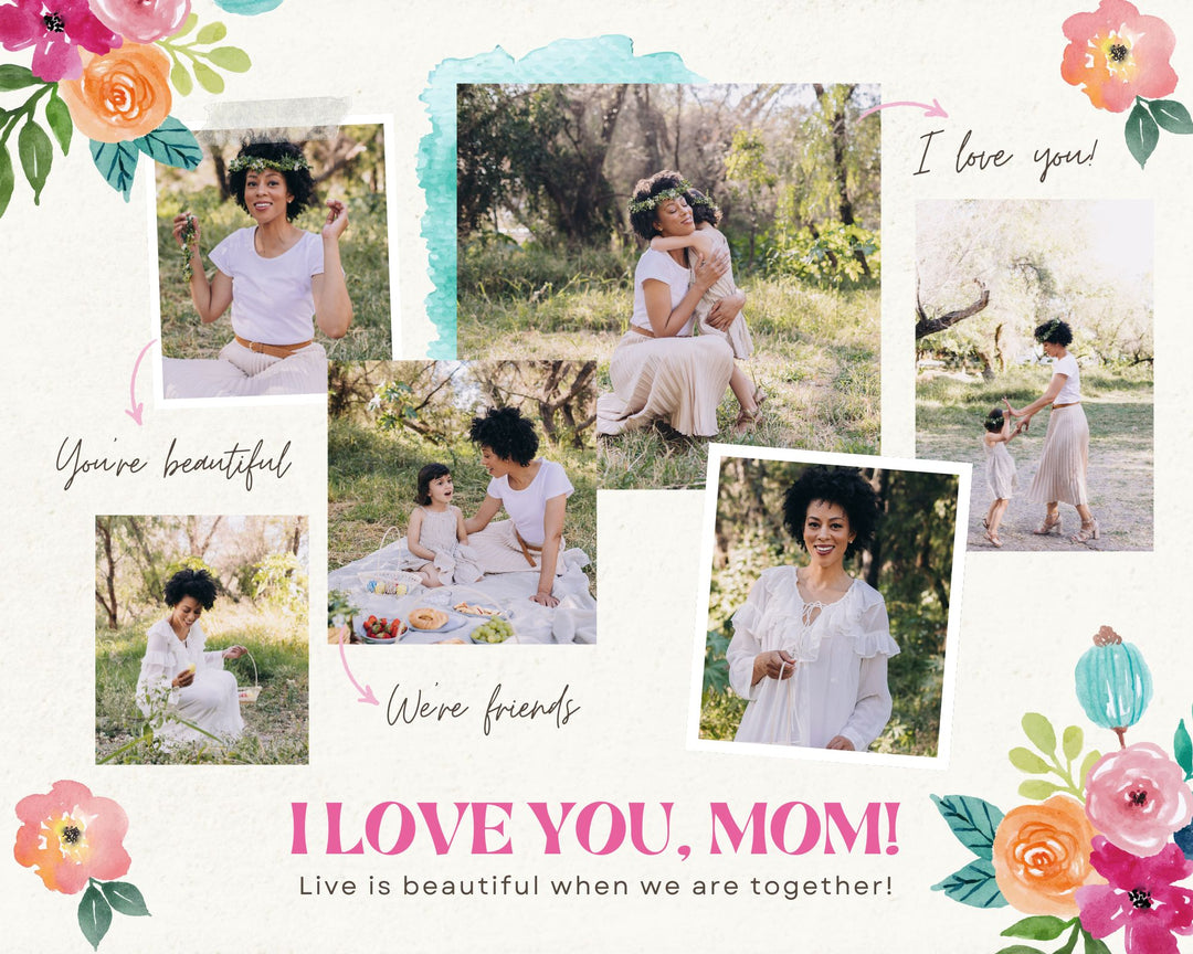 Personalisierte Leinwandbilder mit 6 Fotos für Mama "Ich liebe dich, Mama", PS145