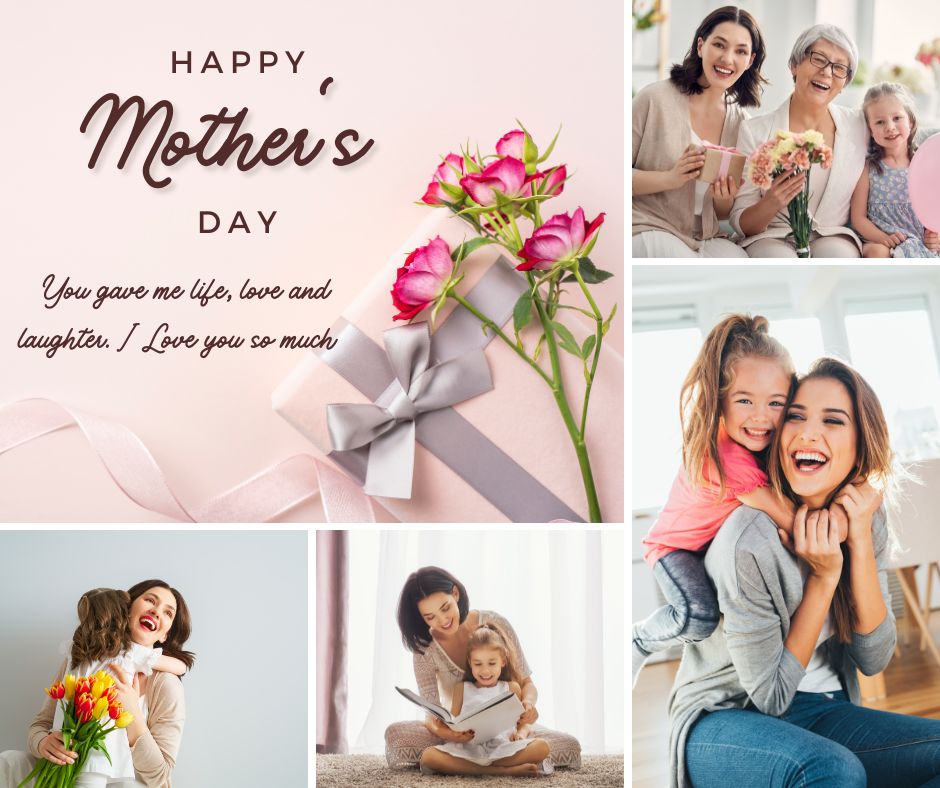 Personalisiertes Leinwandbild mit 4 Bildern für Mama "Happy Mother's Day", PS146