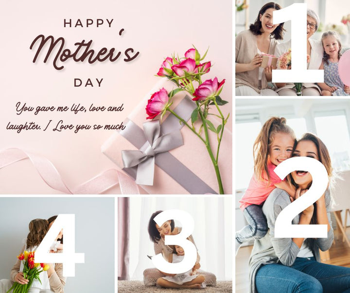 Personalisiertes Leinwandbild mit 4 Bildern für Mama "Happy Mother's Day", PS146