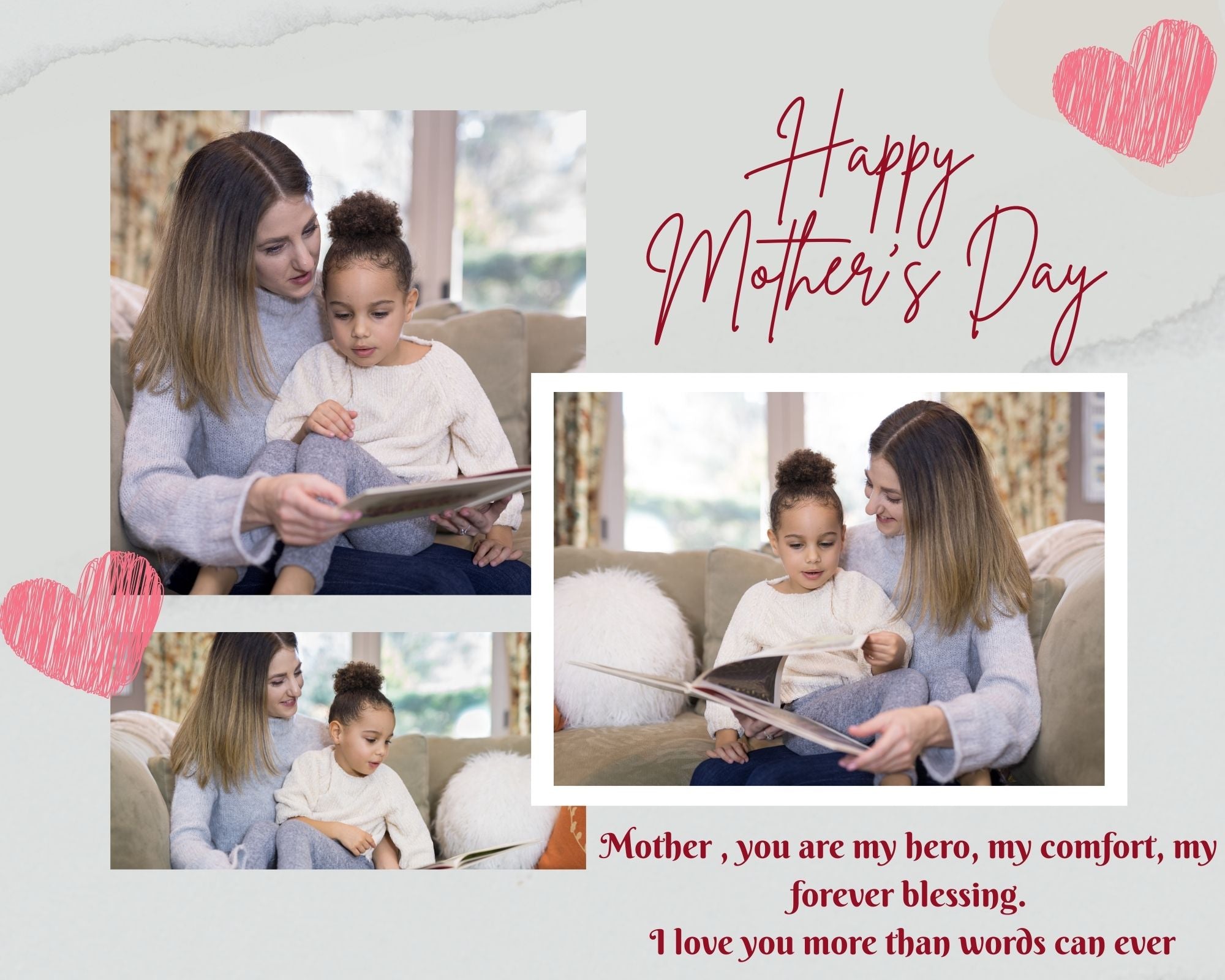 Tablou Canvas Personalizat cu 3 Poze Pentru Mama 